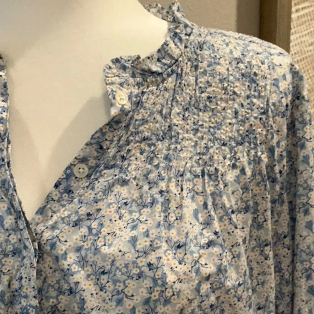 J.Crew Liberty fabric popover blouse Sz M - Picture 3 of 6